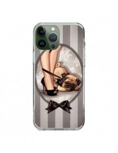 Cover iPhone 13 Pro Max Lady Nero Papillon Cane Luxe -...