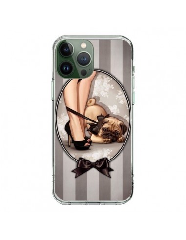 Cover iPhone 13 Pro Max Lady Nero Papillon Cane Luxe - Maryline Cazenave