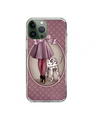 Coque iPhone 13 Pro Max Lady Chien Dog Dalmatien Robe Pois - Maryline Cazenave