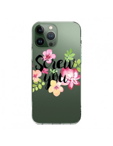 iPhone 13 Pro Max Case Screw you Flower Flowers Clear - Maryline Cazenave