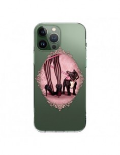 Cover iPhone 13 Pro Max Lady Jambes Cane Bulldog Dog Rosa...