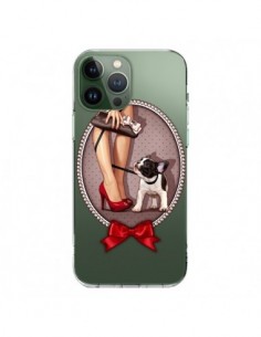 Cover iPhone 13 Pro Max Lady Jambes Cane Bulldog Dog Pois...