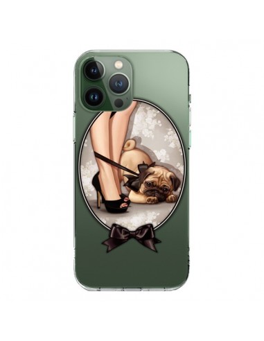 Coque iPhone 13 Pro Max Lady Jambes Chien Bulldog Dog Noeud Papillon Transparente - Maryline Cazenave