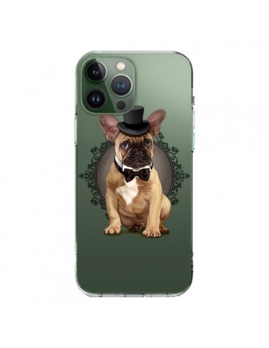 Coque iPhone 13 Pro Max Chien Bulldog Noeud Papillon Chapeau Transparente - Maryline Cazenave