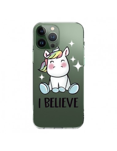 Coque iPhone 13 Pro Max Licorne I Believe Transparente - Maryline Cazenave