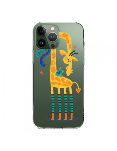 Coque iPhone 13 Pro Max L'oiseau et la Girafe Amour Love Transparente - Maria Jose Da Luz