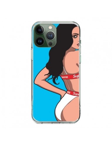 Coque iPhone 13 Pro Max Pop Art Femme Bleu - Mikadololo