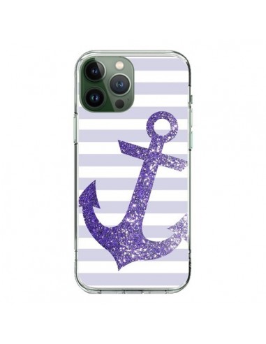 Coque iPhone 13 Pro Max Ancre Violet Navire - Monica Martinez