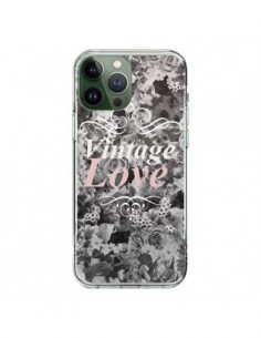 Cover iPhone 13 Pro Max Vintage Amore Nero Fiori - Monica...