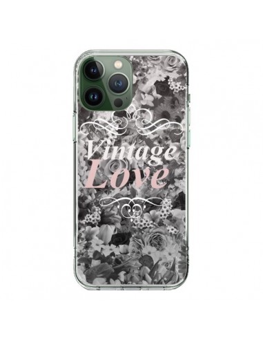 Coque iPhone 13 Pro Max Vintage Love Noir Flower - Monica Martinez