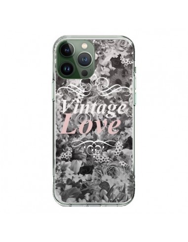 iPhone 13 Pro Max Case Vintage Love Black Flowers - Monica Martinez