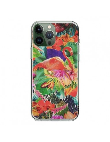 Coque iPhone 13 Pro Max Tropical Flamant Rose - Monica Martinez