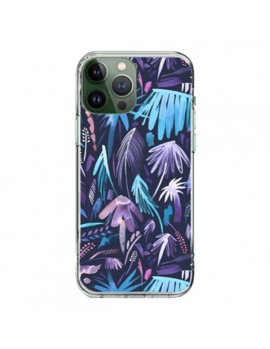 Coque iPhone 13 Pro Max Brushstrokes Tropical Palms Navy - Ninola Design