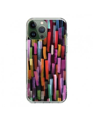 Coque iPhone 13 Pro Max Colorful Brushstrokes Black - Ninola Design