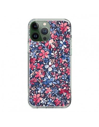 Coque iPhone 13 Pro Max Colorful Little Flowers Navy - Ninola Design