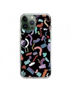 Cover iPhone 13 Pro Max Curly and Zigzag Stripes Nero -...