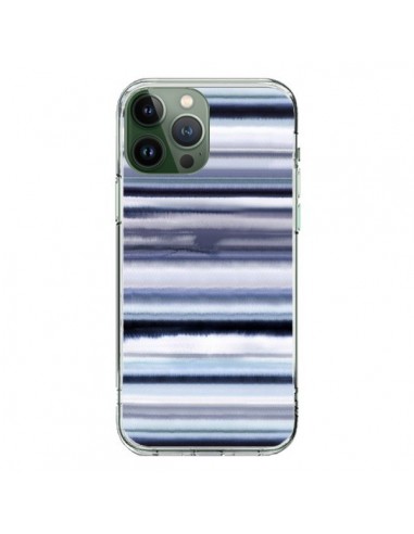 Coque iPhone 13 Pro Max Degrade Stripes Watercolor Navy - Ninola Design