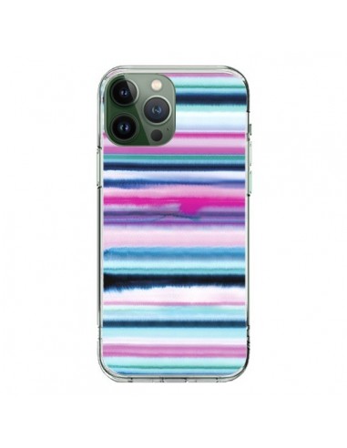 Coque iPhone 13 Pro Max Degrade Stripes Watercolor Pink - Ninola Design