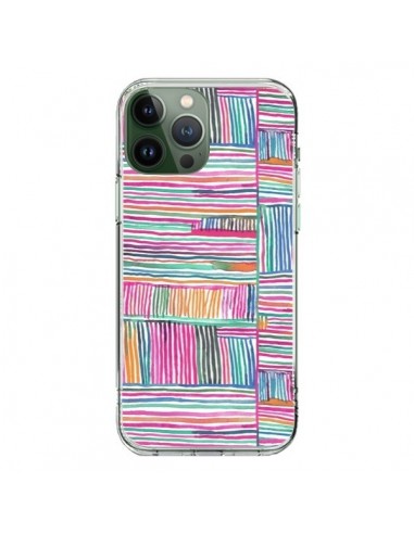 Coque iPhone 13 Pro Max Watercolor Linear Meditation Pink - Ninola Design
