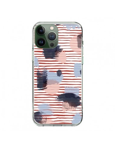 Coque iPhone 13 Pro Max Watercolor Stains Stripes Red - Ninola Design