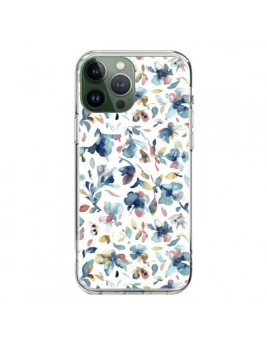 Cover iPhone 13 Pro Max Watery Hibiscus Blu - Ninola Design