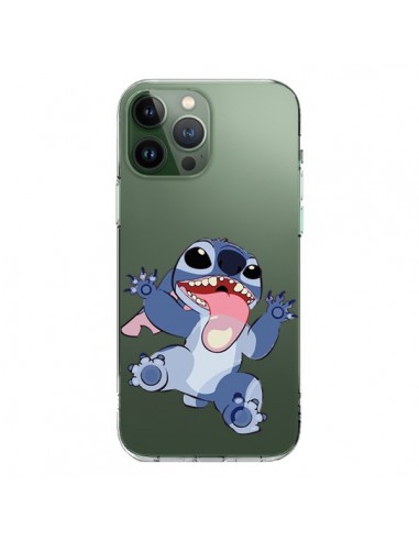 Coque iPhone 13 Pro Max Stitch de Lilo et Stitch Langue transparente