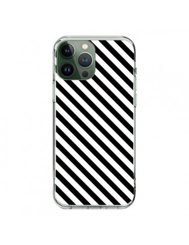 Coque iPhone 13 Pro Max Bonbon Candy Noire et Blanche Rayée - Nico