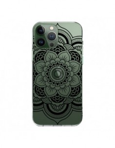 Coque iPhone 13 Pro Max Mandala Noir Azteque Transparente...