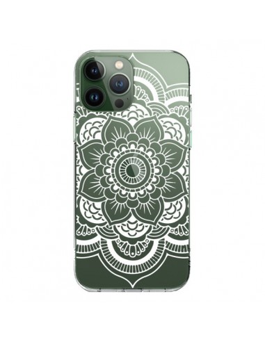 Coque iPhone 13 Pro Max Mandala Blanc Azteque Transparente - Nico