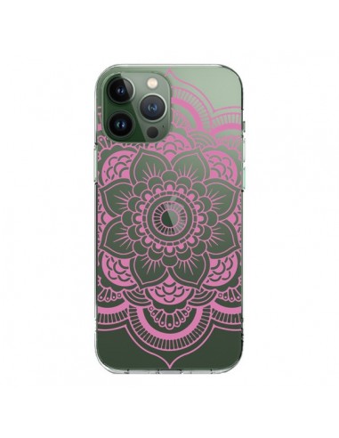 Coque iPhone 13 Pro Max Mandala Rose Clair Azteque Transparente - Nico