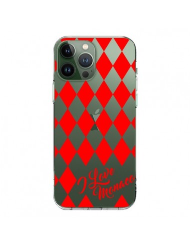 Coque iPhone 13 Pro Max I Love Monaco et Losange Rouge - Nico