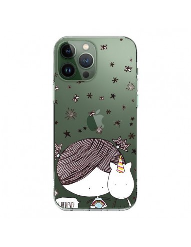 Coque iPhone 13 Pro Max Petite Fille et Licorne I Believe Transparente - Nico