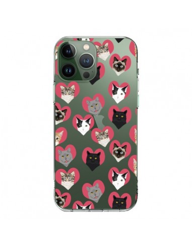 iPhone 13 Pro Max Case Cat Hearts Clear - Pet Friendly