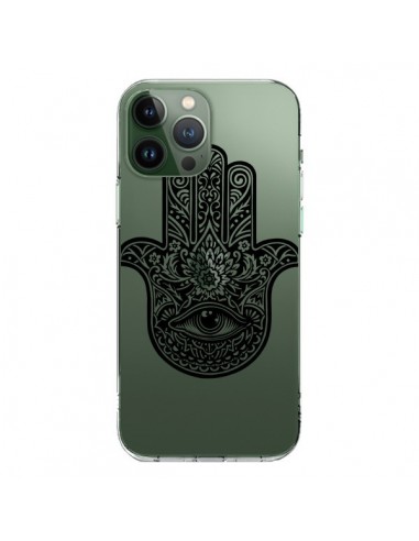 Cover iPhone 13 Pro Max Hamsa Cinque Dita Mano Cattiva Occhio Trasparente - Rachel Caldwell