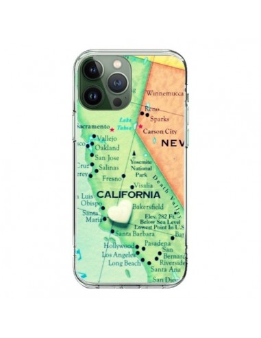 Coque iPhone 13 Pro Max Carte Map Californie - R Delean