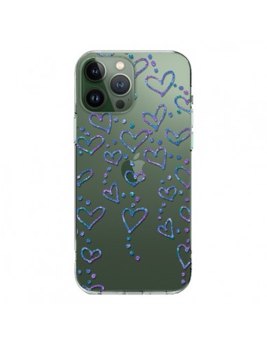 Coque iPhone 13 Pro Max Floating hearts coeurs flottants Transparente - Sylvia Cook