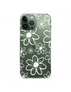 iPhone 13 Pro Max Case Mandala White Flower Clear -...