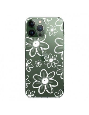 Coque iPhone 13 Pro Max Mandala Blanc White Flower Transparente - Sylvia Cook