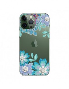 Coque iPhone 13 Pro Max Winter Flower Bleu, Fleurs...