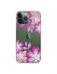 iPhone 13 Pro Max Case Flowers Winter Pink Clear - Sylvia...