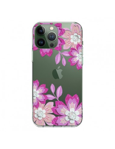 Cover iPhone 13 Pro Max Fiori Invernali Rosa Trasparente - Sylvia Cook