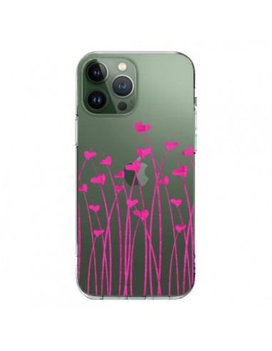 Coque iPhone 13 Pro Max Love in Pink Amour Rose Fleur Transparente - Sylvia Cook