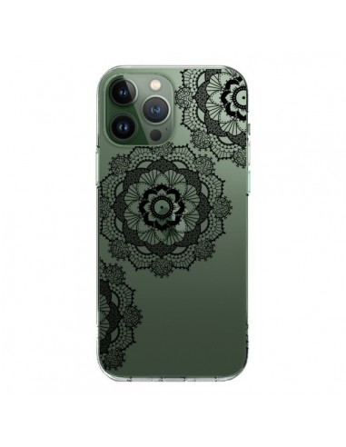 Coque iPhone 13 Pro Max Triple Mandala Noir Black Transparente - Sylvia Cook