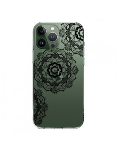 Cover iPhone 13 Pro Max Triplo Mandala Nero Black Trasparente - Sylvia Cook