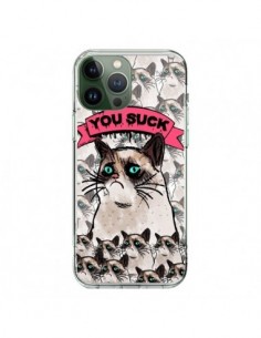 Coque iPhone 13 Pro Max Chat Grumpy Cat - You Suck - Sara...