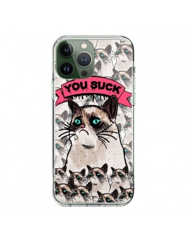 Coque iPhone 13 Pro Max Chat Grumpy Cat - You Suck - Sara Eshak