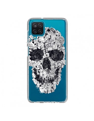 Coque Samsung Galaxy A12 et M12 Doodle Skull Dessin Tête de Mort Transparente - Ali Gulec