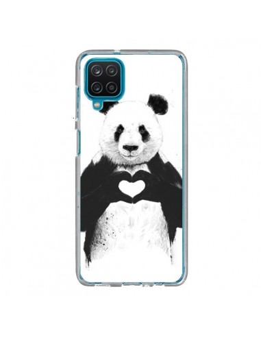 Coque Samsung Galaxy A12 et M12 Panda Amour All you need is love - Balazs Solti