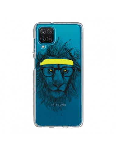 Coque Samsung Galaxy A12 et M12 Hipster Lion Transparente - Balazs Solti