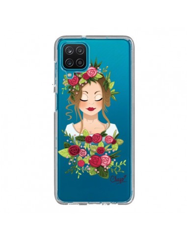 Coque Samsung Galaxy A12 et M12 Femme Closed Eyes Fleurs Transparente - Chapo